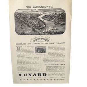 Vintage 1930 Cunard NY Celebrates the First Cunarder Ad Advertisement